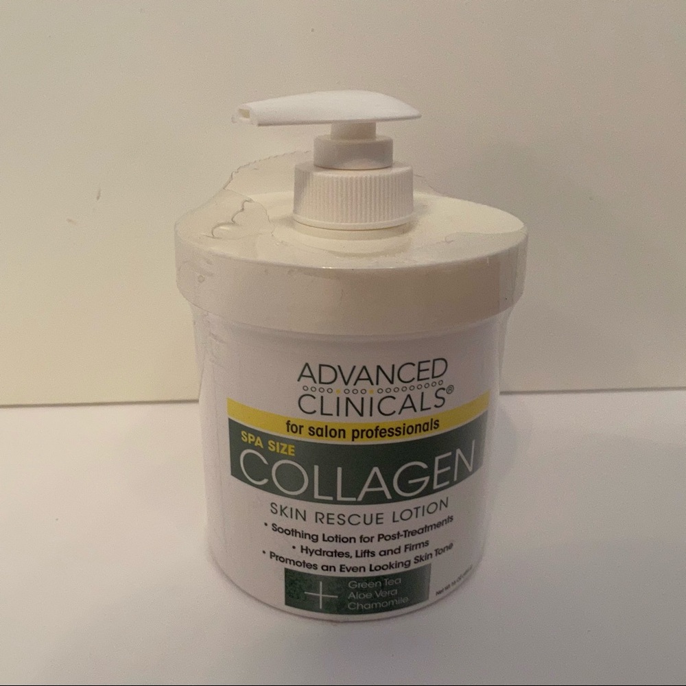 ADVANCED CLINICALS SKIN RESCUE LOTION COLLAGEN NEW SPA SIZE PUMP MOISTURE 16 Oz